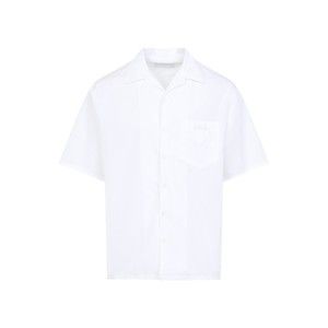 Prada Short-Sleeve Tailored Cotton Shirt With Classic Pocket - NWT